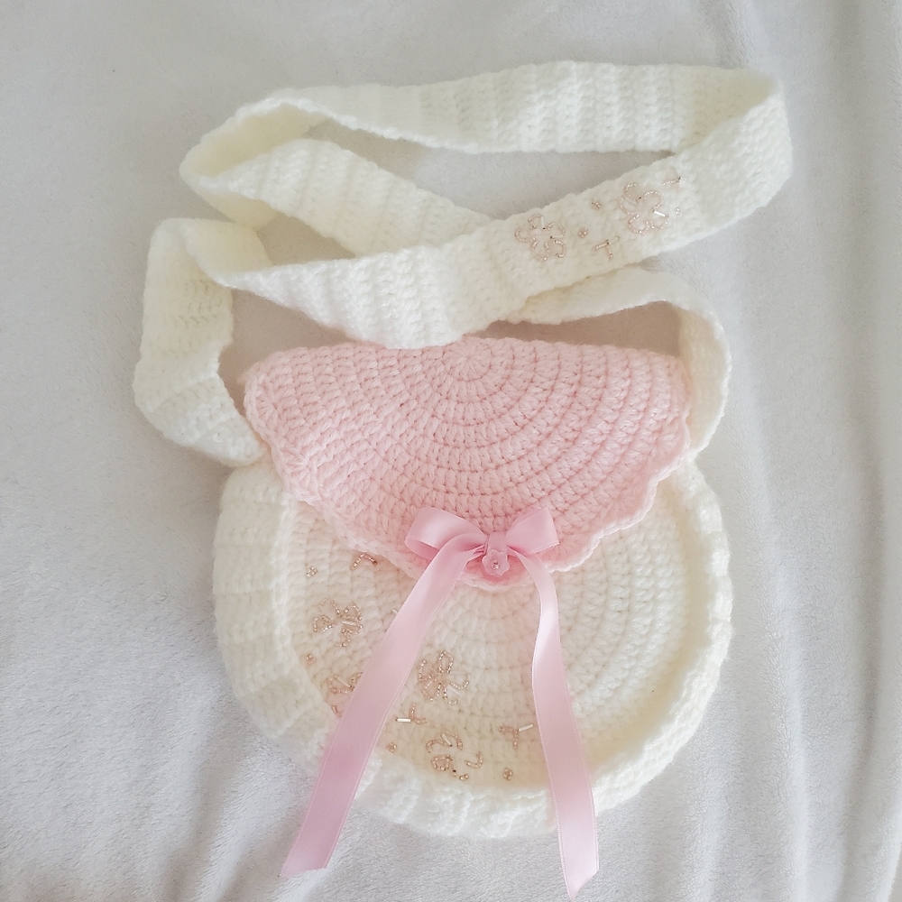 handmade beaded crochet bag - forestcore, cottagecore